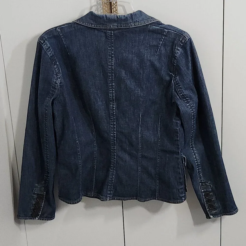 Ann Taylor Denim Jacket Womens Size 8 Blue Front Buttons & Pockets
